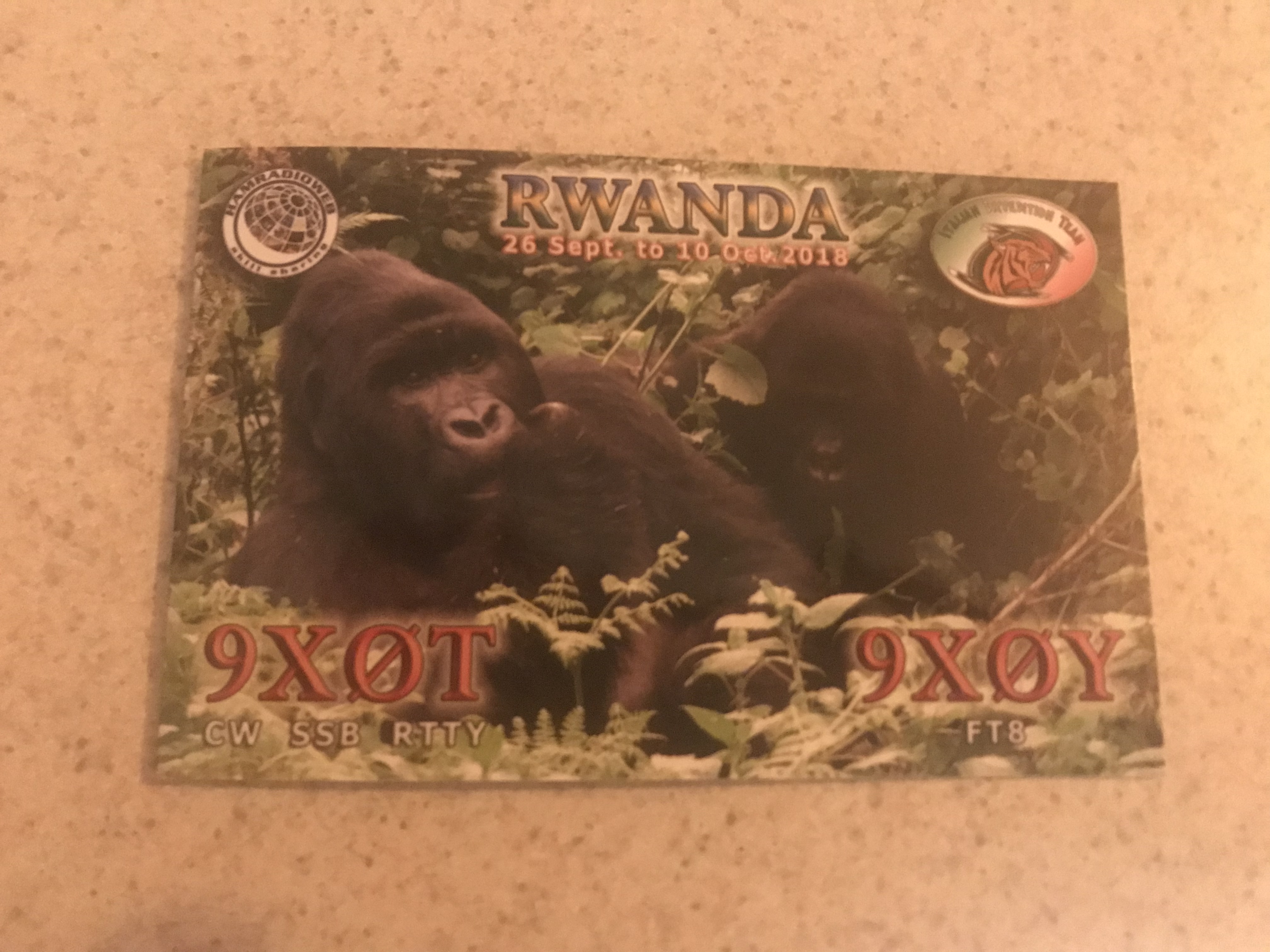 Rwanda 9X0T QSL card