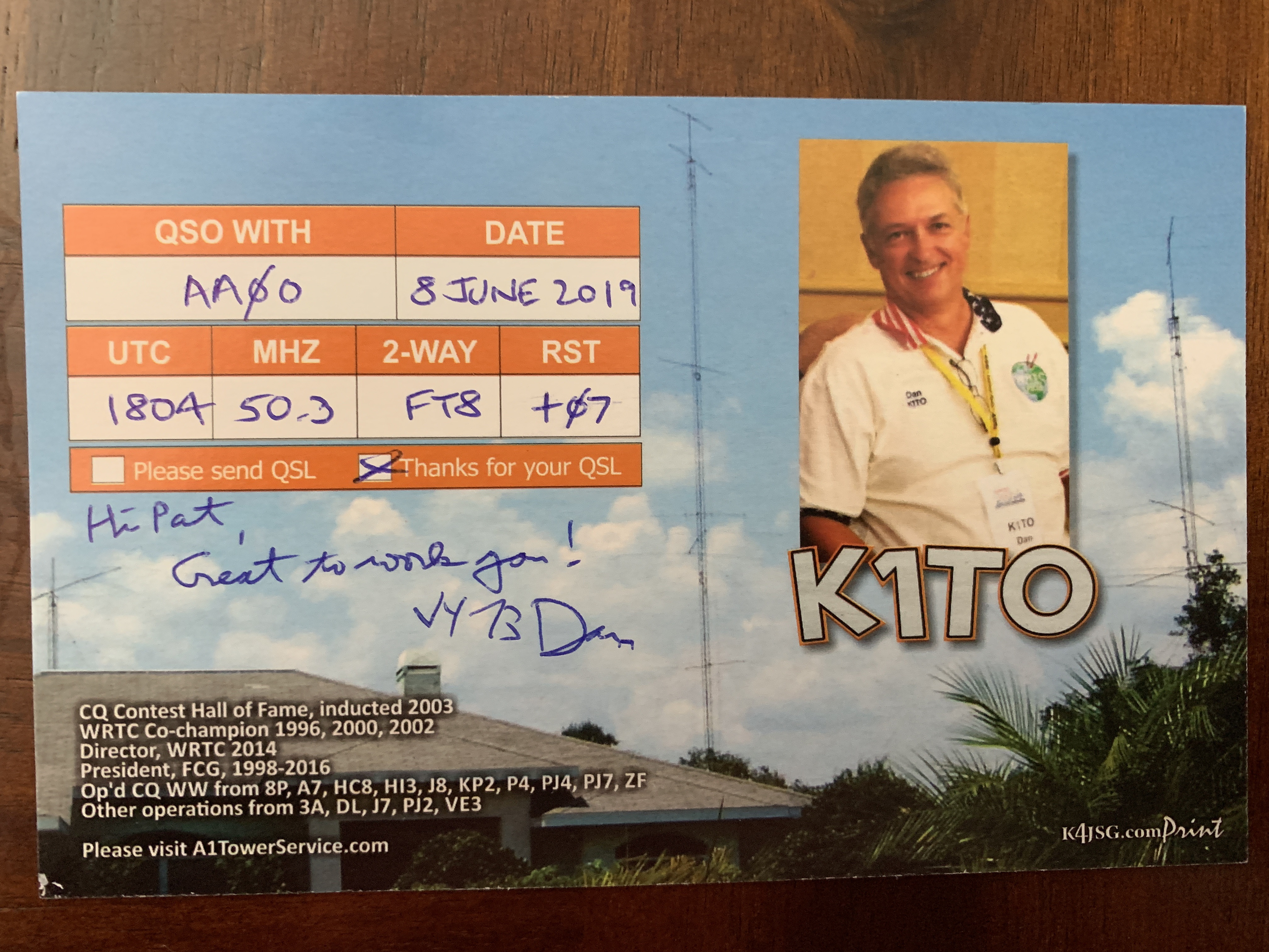 QSL Card from Dan K1TO