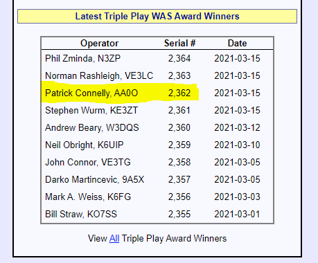 Triple Play WAS Award finally